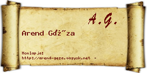 Arend Géza névjegykártya